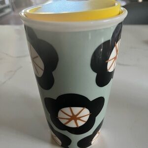 Starbucks Black and Mint Green Floral Ceramic Tumbler - 12 Ounce capacity